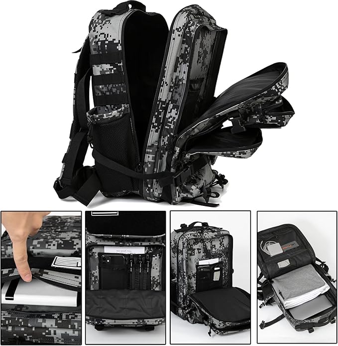 QT&ampQY 25L/45L Military Tactical Backpack For Men Molle Daypack 3 Day Bug Out Bag Hiking Rucksack With Bottle Holder