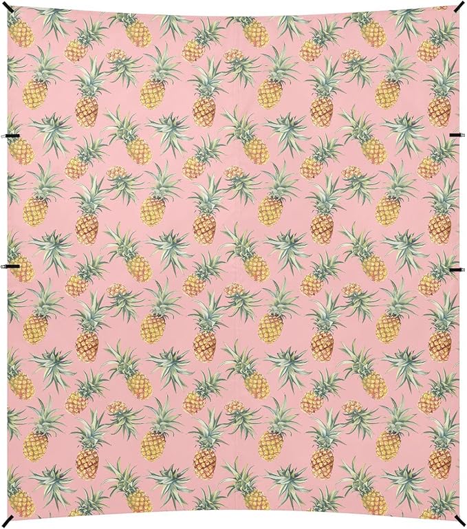 ALAZA Pineapple Pink Beach Tent Sun Shelter UPF50+ Protection Beach Shade Canopy w/ 4 Sandbags for Outdoor Camping Fishing Backyard Fun Picnic 10x9 ft