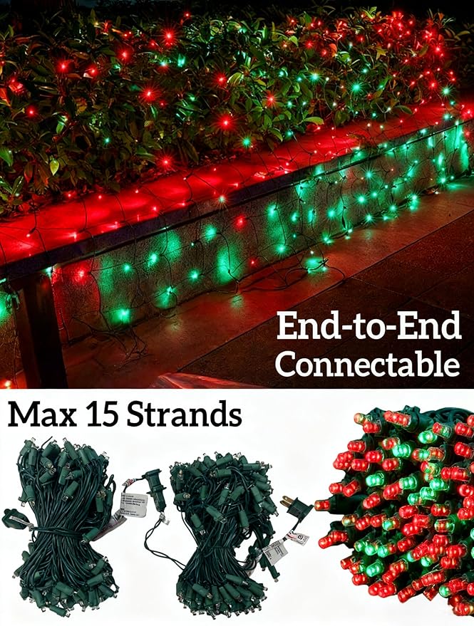 Led Christmas Net Lights for Bushes 132LED 6FT x 6FT Connectable UL Certified Net Lights for Bushes Tree Shrubs Xmas Trunk Green Wire Christmas Decorations
