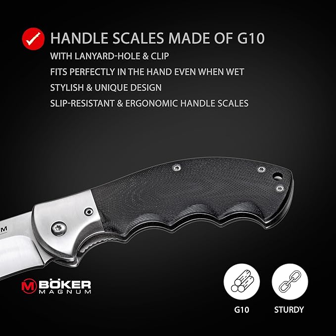 Boker Magnum 01RY526 NW Skinner Folder Folding Knife with 3 3/8 Steel Blade Satin