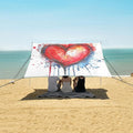 ALAZA Red Heart Watercolour Beach Tent Sun Shelter UPF50+ Protection Beach Shade Canopy w/ 4 Sandbags for Outdoor Camping Fishing Backyard Fun Picnic 10x9 ft