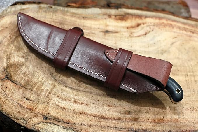 GCS Handmade D2 Steel Hunting Knife with Black Micarta Handle Full Tang Blade and Leather Sheath for Hunting Hunting Camping Survival EDC-GCS 947