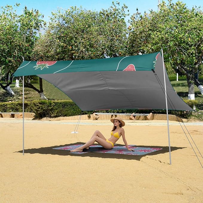 ALAZA Strawberry Cute Pattern Beach Tent Sun Shelter Portable Canopy Sunshade for Outdoor Camping Picnics Backyard Fun 10x9 ft