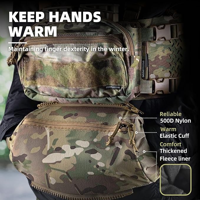 2 in 1 Handwarmer &amp Tactical Drop Pouch/Waist Bag. Plate Carrier Vest Chest Rig Hook Loop Dangler or 26-52 in Buckle Strap EDC Fanny Pack Muff for Winter Outdoor/Camping/Hunting/Football/Fishing