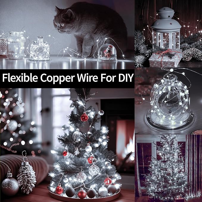 2 Pack Each 132 FT 400 LED Fairy Lights Plug In Christmas Lights Outdoor Decorations Waterproof String Lights with Timer 8 Modes Memory for Holiday Wedding Party Tree Wall Bedroom Garden-Cool White
