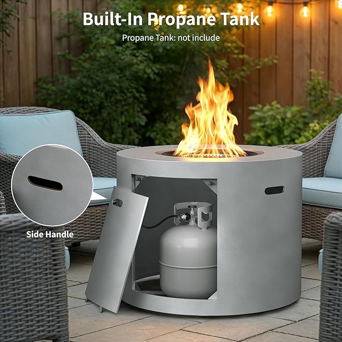 HOTEAGLE 32 Propane Fire Pit Table Round 50000 BTU Powerful Gas Firepit Table CSA Certified Ideal Outdoor Fire Pit for Dining Party in Patio Garden Yard