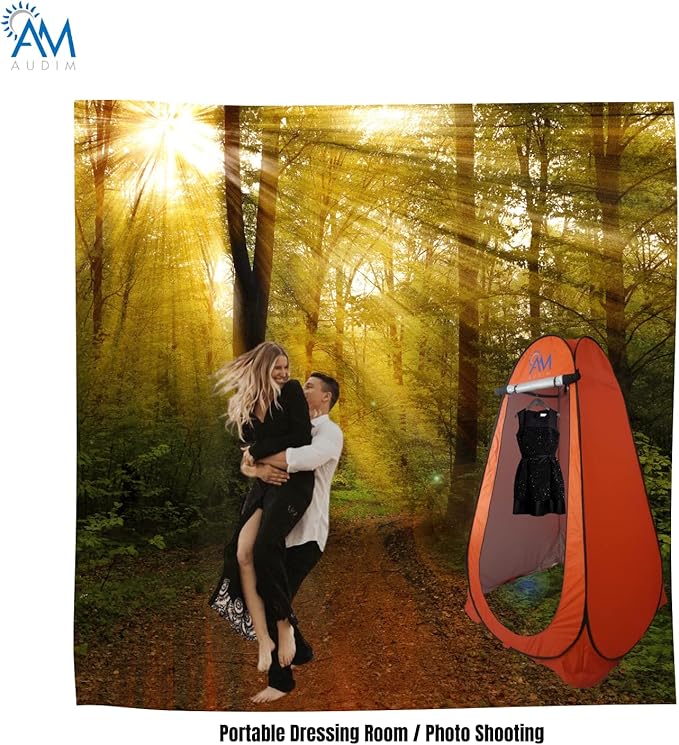 AUDA AUDIM Pop Up Privacy Tent - Camping Shower Tent - Outdoor Sun Shelter - Toilet Tent - Portable Dressing Room - Waterproof Easy Set Up Foldable Lightweight and Sturdy Carry Bag AM001 Orange