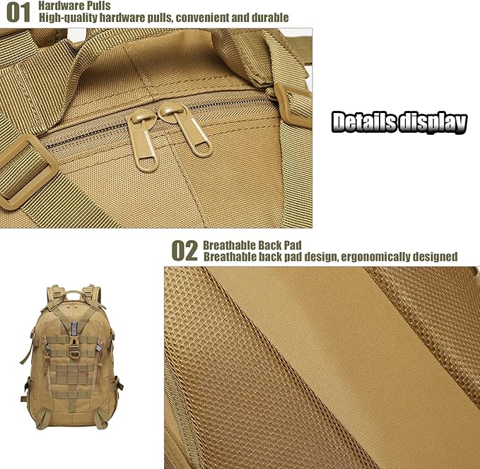 Tactical Backpack Military Hiking Day Waterproof Molle Bag Camping Trekking Fishing Gym Traveling Motorcycle