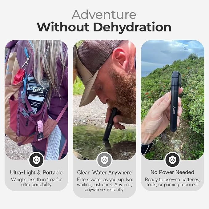 Sierra Madre Portable Water Filter Straw – 264 Gallon Water Filtration for Backpacking Camping Hiking Travel - Ideal for Outdoor Emergency Hydration &amp Supplies - Portable &amp Lightweight (Pac