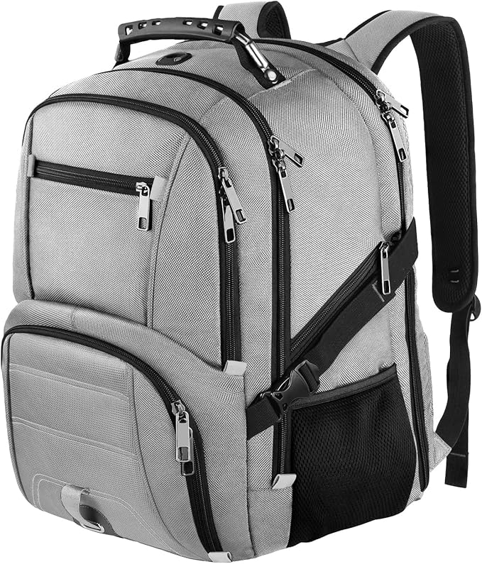 LTINVECK Extra Large 50L Travel Laptop Backpack Computer bag Backbag TSA Friendly Durable Big RFID Heavy Duty Business Tech Backpack Fits 17 Inch Laptops for Men Women Grey