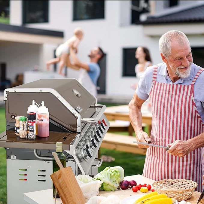 Royal Gourmet GA6402C 6-Burner Propane Gas Grill with Sear Burner and Side Burner 74000 BTUs Cabinet Style Outdoor BBQ Grill for Barbecue Grilling &amp Backyard Cooking Coffee