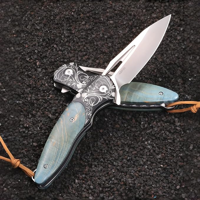 Knives for Men Folding Knife Lightweight Outdoor Knife for Backpacking HRC 58-60 Personalized Engraving Knives Hunting Knife Gift for Boyfriend who Loves Hunting Boyfriend Gifts