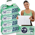 Body Wipes for Women Extra Moist No Rinse Bathing Sheets 4pk 200 XL Shower Cloths + 16 Deodorizing Bath Wipes -10 x 11.5 Travel Size EssentialsToiletries for Womens Hygiene &amp Post Workout Clea