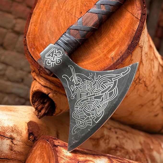 MDM-012 Custom Handmade Viking Axe Real Tomahawk Viking Hatchet Beared Camping Axe 5160 HIGH Carbon Steel Blade Throwing Set Vintage Ax Viking Gift for Him - Viking Gifts for Him