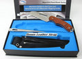 Myerchin W100P Generation 2 Wood Offshore System - Fixed 3/4 Serrated Pro Marine Stainless Steel Blade - Bubinga Wood Handle - Includes Marlinspike and Leather Sheath - Professional Rigging Tool Kit W