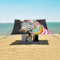 ALAZA Colorful Stripes Zebra Beach Tent Sun Shelter Portable Canopy Sunshade for Outdoor Camping Picnics Backyard Fun 10x9 ft