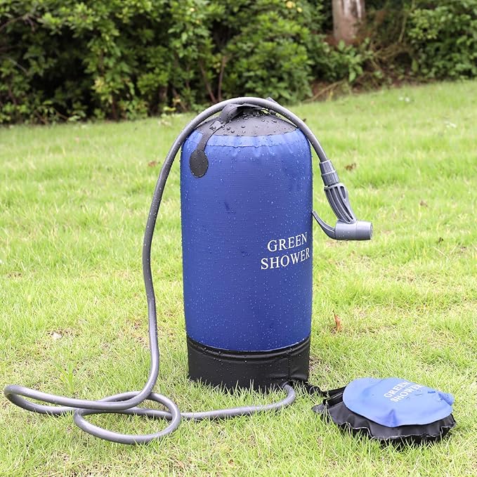 PVC Pressure Shower with Foot Pump Lightweight Outdoor Inflatable Shower Pressure Shower Water Bag Outdoor Beach Camping Hiking Bathing