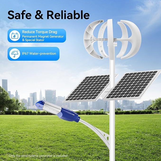 600W Wind Turbine Generators Kit 24V 5 Blades Vertical Axis Wind Power with Controller 5 Blades Lantern Motor Vertical Axis Windmill for Home Camping -40～80℃ Working Temperature