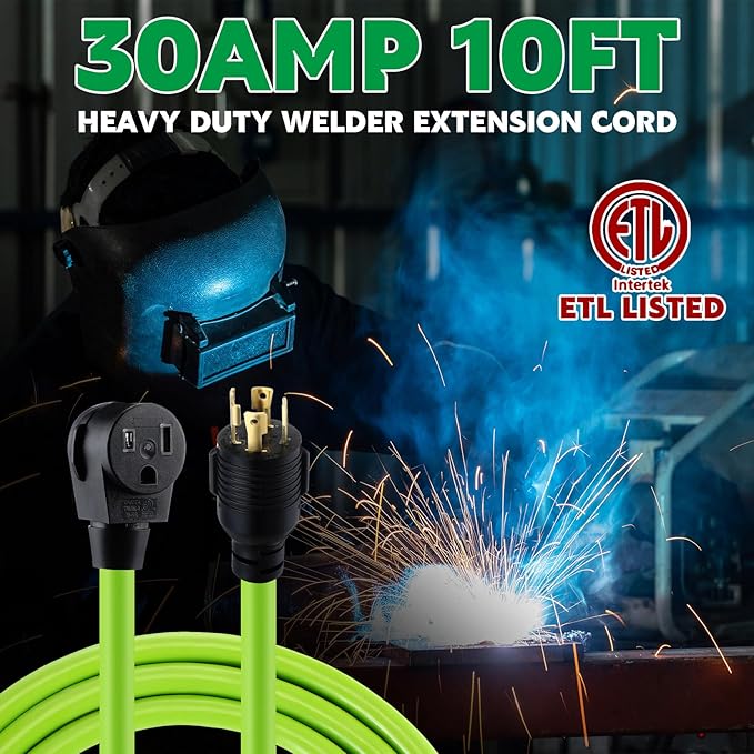 Kanayu 10 ft NEMA L14-30P to 6-50R Welder Extension Cord 4 Prong Generator to 3 Prong Welder Power Adapter Cord 30 Amp Generator Locking Plug Connector to Welding 10 AWG ETL Listed