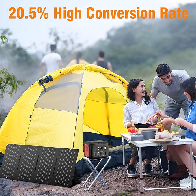 60W YT60 Solar Panel Charger Solar Battery High Efficiency Camping Waterproof IP68 Solar Panel with USB and DC Outputs for Portable Power StationPower Bank Phone Laptop