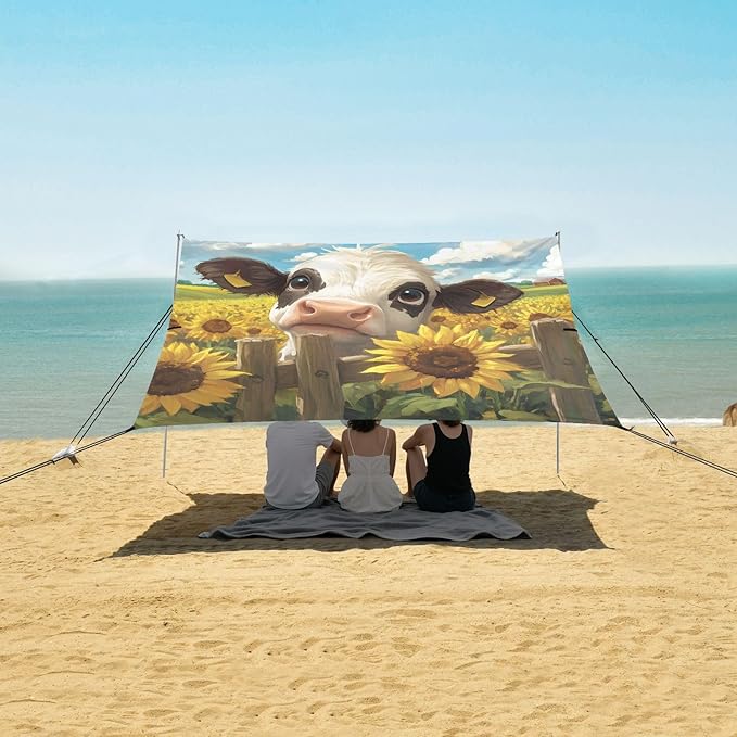 ALAZA Milk Cow Beach Tent Sun Shelter Portable Canopy Sunshade for Outdoor Camping Picnics Backyard Fun 10x9 ft