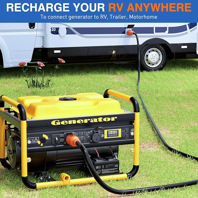 Nilight 30 Amp 25FT Generator Extension Cord 125/250V 7500 Watt Heavy Duty 10 Gauge Pure Copper STW Wire ETL Listed 4 Prong L14-30P L14-30R Cable for RV Camper Outdoor Use