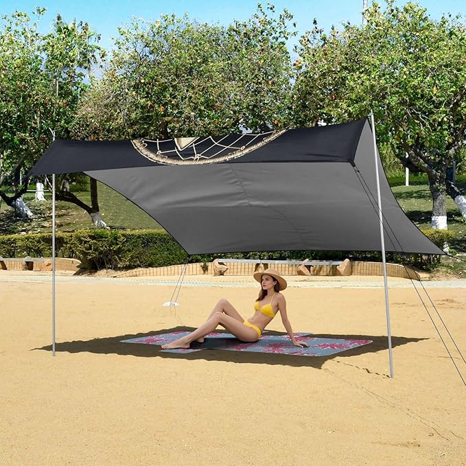 ALAZA Wolf Dream Catcher Boho Beach Tent Sun Shelter UPF50+ Protection Beach Shade Canopy w/ 4 Sandbags for Outdoor Camping Fishing Backyard Fun Picnic 10x9 ft