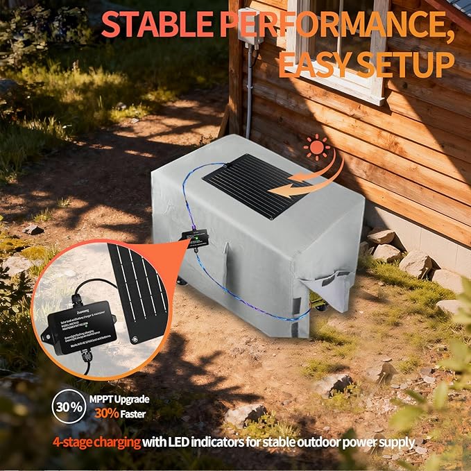 20W Solar Battery Maintainer &amp Trickle Charger MPPT &amp Pulse Tech Solar Panel Kit 12V Lead-Acid Battery Charger Weatherproof for Car Boat Dump Trailer Outdoor Use