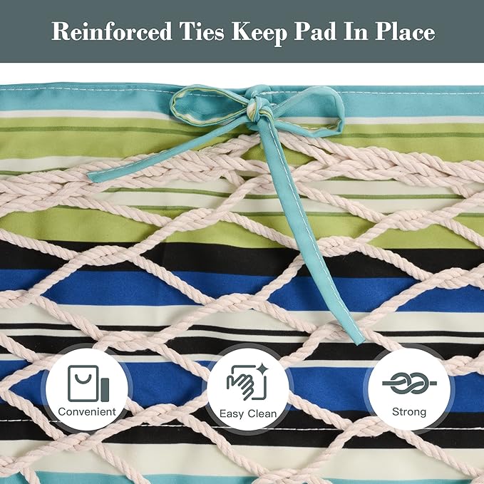 SUNCREAT Outdoor Double Hammock Pad Soft Comfortable Polyester Pad Green Stripes