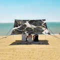 ALAZA Black Marble Gold Line Modern Beach Tent Sun Shelter UPF50+ Protection Beach Shade Canopy w/ 4 Sandbags for Outdoor Camping Fishing Backyard Fun Picnic 10x9 ft