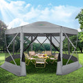 COBIZI Pop Up Gazebo Screen Tent Screen House for Camping 15x15 Screen Room with Mosquito Netting Hub Tent Instant Screened Canopy with Carrying Bag and Ground Stakes Gray