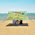 ALAZA Pizza Fast Food Pattern Beach Tent Sun Shelter Portable Canopy Sunshade for Outdoor Camping Picnics Backyard Fun 10x9 ft