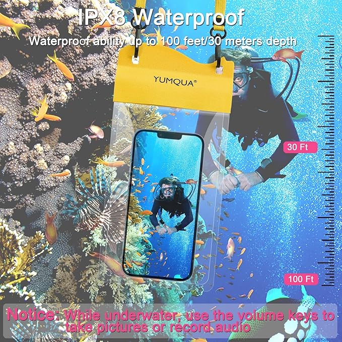 YUMQUA 5L Waterproof Dry Bag Bundle with 2 Pack Large Waterproof Phone Pouches