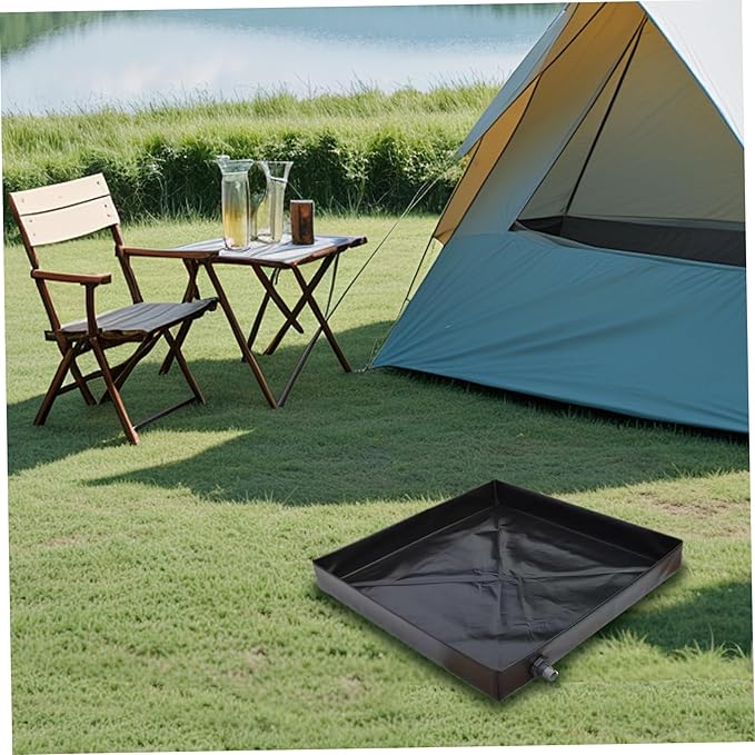 Camping Shower Mat 41x41'' Collapsible Shower Base with Wrapped Edges Rapid Drainage Waterproof Pan with Heavy Duty Bottom for Outdoor Camping.