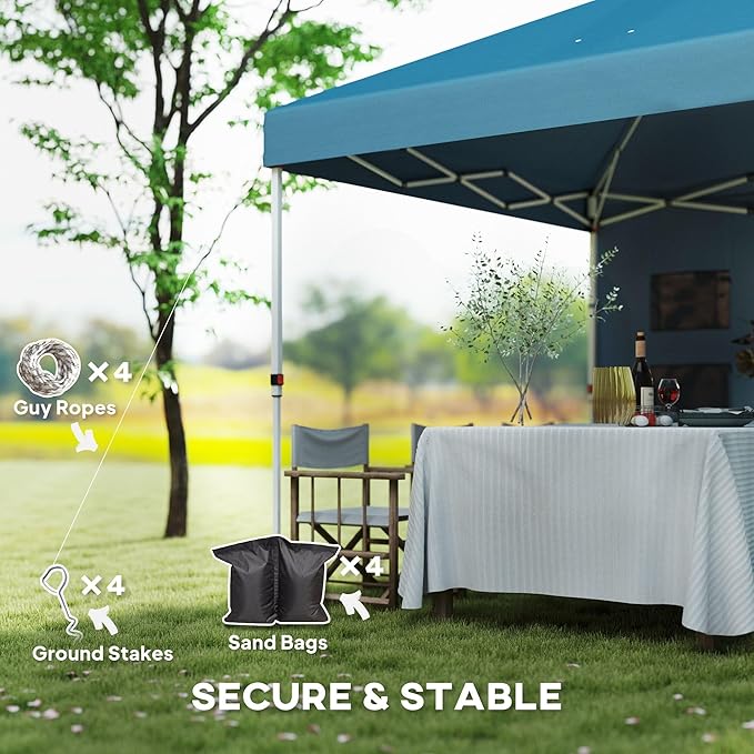 10'x10' Multi-Purpose Pop-Up Canopy with Sidewall Protection Height Adjusting System Storage Pocket Integration Dark Blue