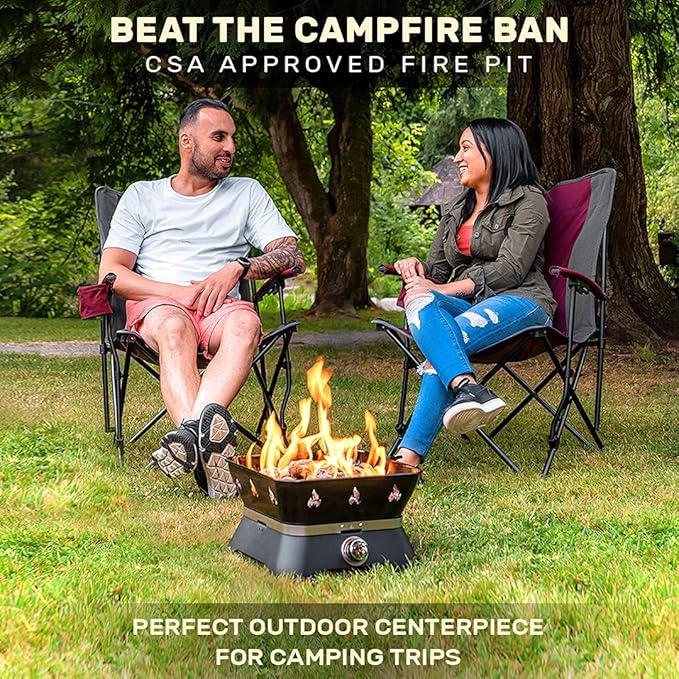 Outland Living Firebowl 805 Firecube 14” Portable Square Smokeless Propane Fire Pit – Outdoor Gas Fire Pit with Cover &amp Carry Kit Lava Rocks 58000 BTU Black