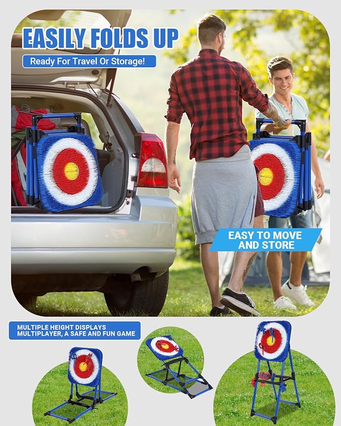 Axe Throwing Bristle Target with 16 Throwing Axes Set Foldable Axe Throwing Game for Backyard Outdoor Games Yard Game Carnival Games