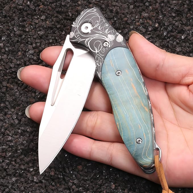 Knives for Men Folding Knife Lightweight Outdoor Knife for Backpacking HRC 58-60 Personalized Engraving Knives Hunting Knife Gift for Boyfriend who Loves Hunting Boyfriend Gifts