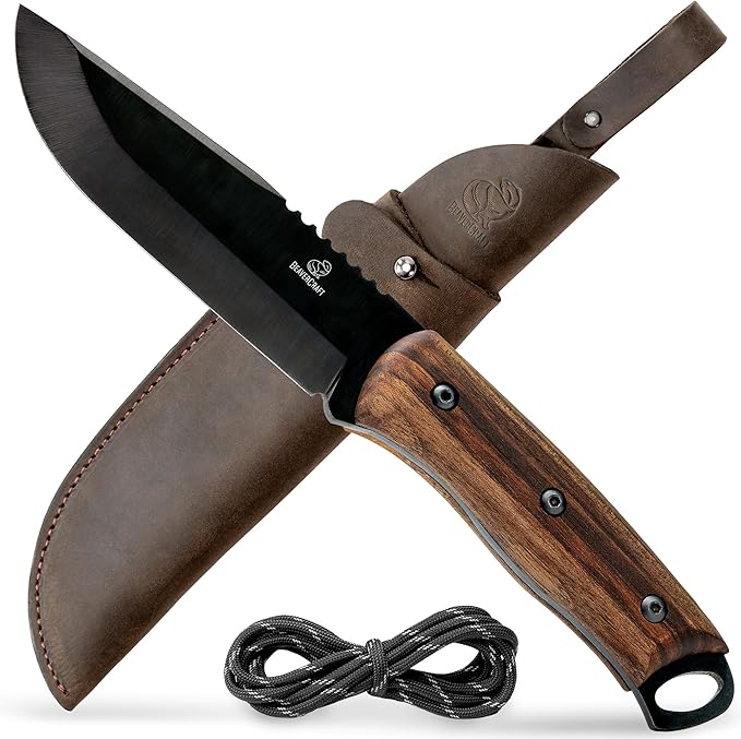 BeaverCraft Bushcraft Knife Full Tang Carbon Steel BSH4 Dusk - Bush Fixed Blade Camping Knife with Sheath for Belt – Hiking Survival Knives Tools Bushcraft Gear
