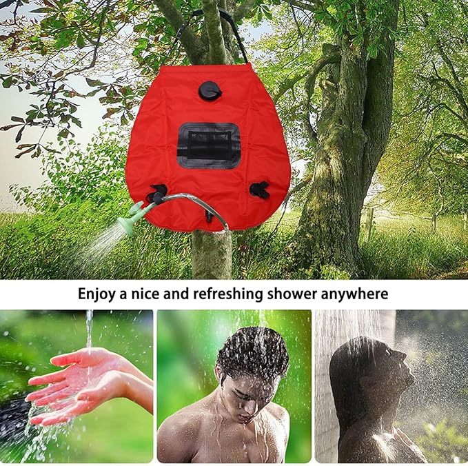 20L Folding Solar Heated Shower Bath Bag Outdoor Camp Shower Bag with Hose Shower Head Faucet Portable Heating Shower Bags for Camping Hiking Backpacking Made of Eco - Friendly