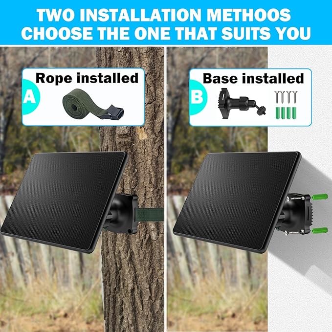 Trail Camera Solar Panel6W Solar Battery Charger Kit 6V/2A 9V/2A 12V/2A with 4000mAh Battery for Hunting CameraIP65 Waterproof Hunting Accessory1.7/2.1/1.35mm DC &ampUSB-C Connectors for Trail Cam