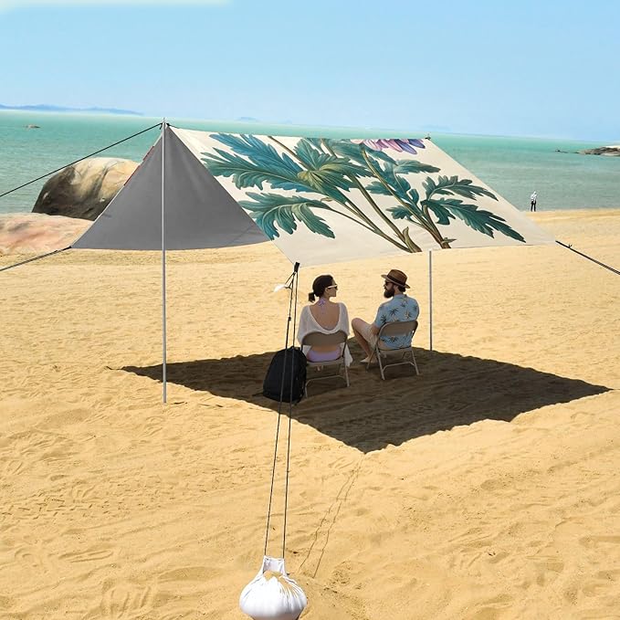 ALAZA Daisy Plants with Flowers Beach Tent Sun Shelter Portable Canopy Sunshade for Outdoor Camping Picnics Backyard Fun 10x9 ft