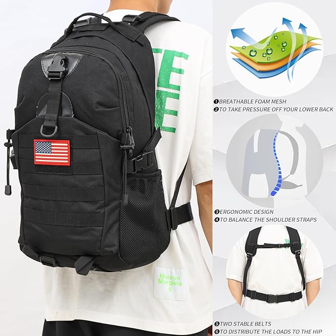 Camo BackpackSmall Tactical Backpack for outdoorMilitary Teen Boys Backpacks for School 30L