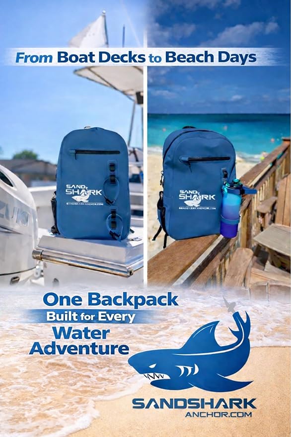 SandShark 25L Waterproof Backpack – IP67 Submersible Backpack with Airtight Zipper TPU Shell Laptop Sleeve – Waterproof Dry Bag for Boating Beach Swim Travel &amp Water Sports