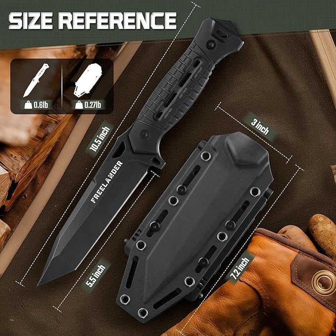 Freelander Tanto Fixed Blade Knife Bundle with Camping Axe