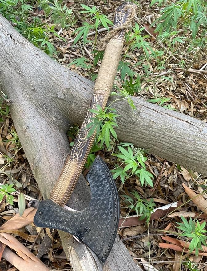 Empire Handmade High Carbon Steel Viking Axe - Valhalla Axe with Sheath - Hunting Axe - Camping Axe - Outdoor Tools - Bearded Axe - Axe Shop Online by Empire Industry