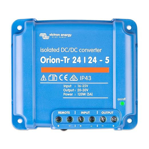 Victron Energy Orion-Tr DC to DC Converter - 24/24-Volt 5 amp 120-Watt - IP43 Protected - for Dual Battery Systems - Isolated