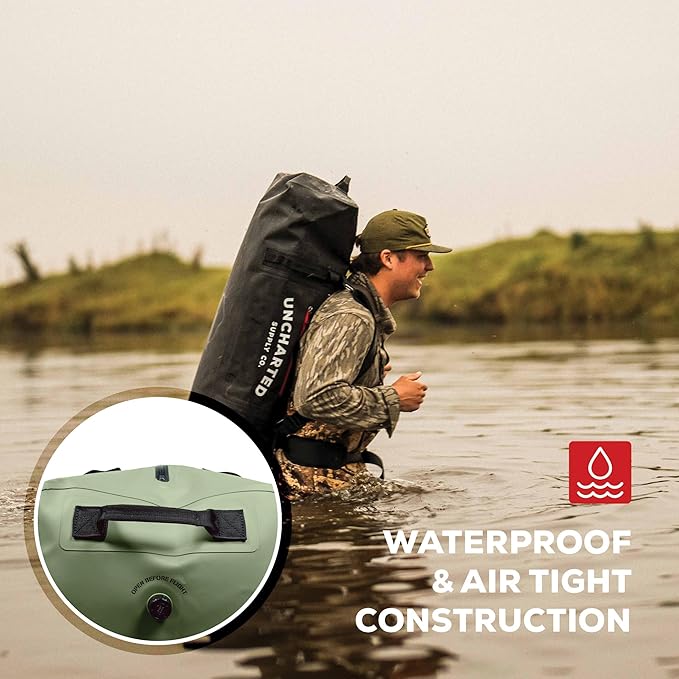 Uncharted Supply Co. The Vault Waterproof Duffel Bag - Airtight bag with Backpack Straps Carry-On Size Perfect for travel boating camping recreation. (Gunmetal 100L)