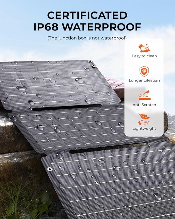 [Upgraded] BigBlue 30W Solar Panel Charger with Fast Charging USB-A and USB-C DC Ports SolarPowa 30 Portable Solar Panel IP68 Waterproof Compatible with iPhone Samsung iPad Small Power Station