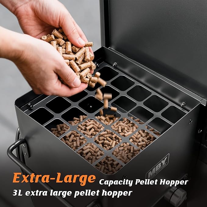 Electric Pellet Smoker with Rainproof Cover Vertical Wood Pellet Smokers Grill With Hook Meat Probe LED Display Temperature Control
